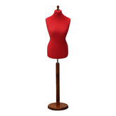 Display Geek Female Dressmakers Dummy Red Torso with Darkwood Round Base Stand